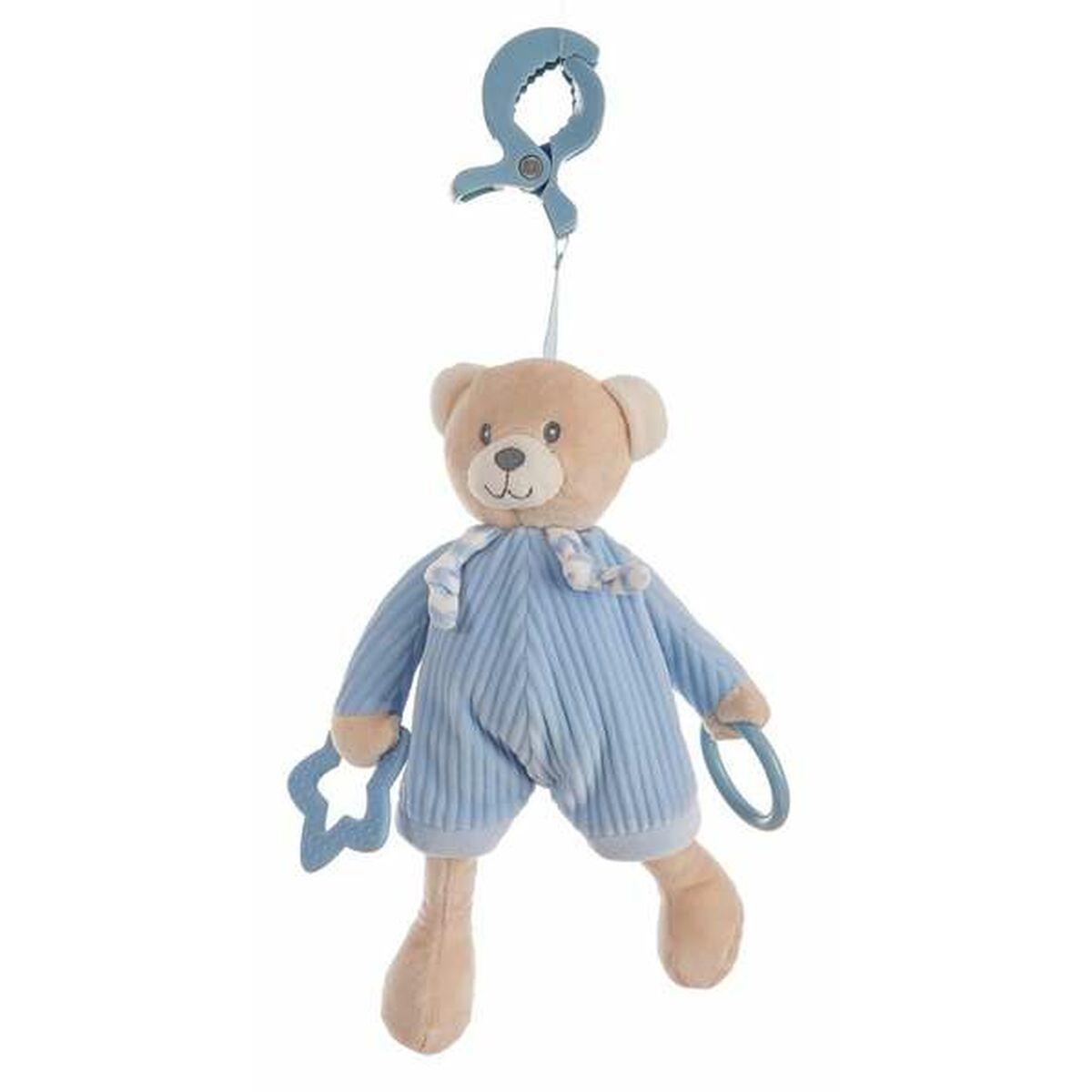 Peluche Sonajero Activity Azul Oso Pinza Terciopelo