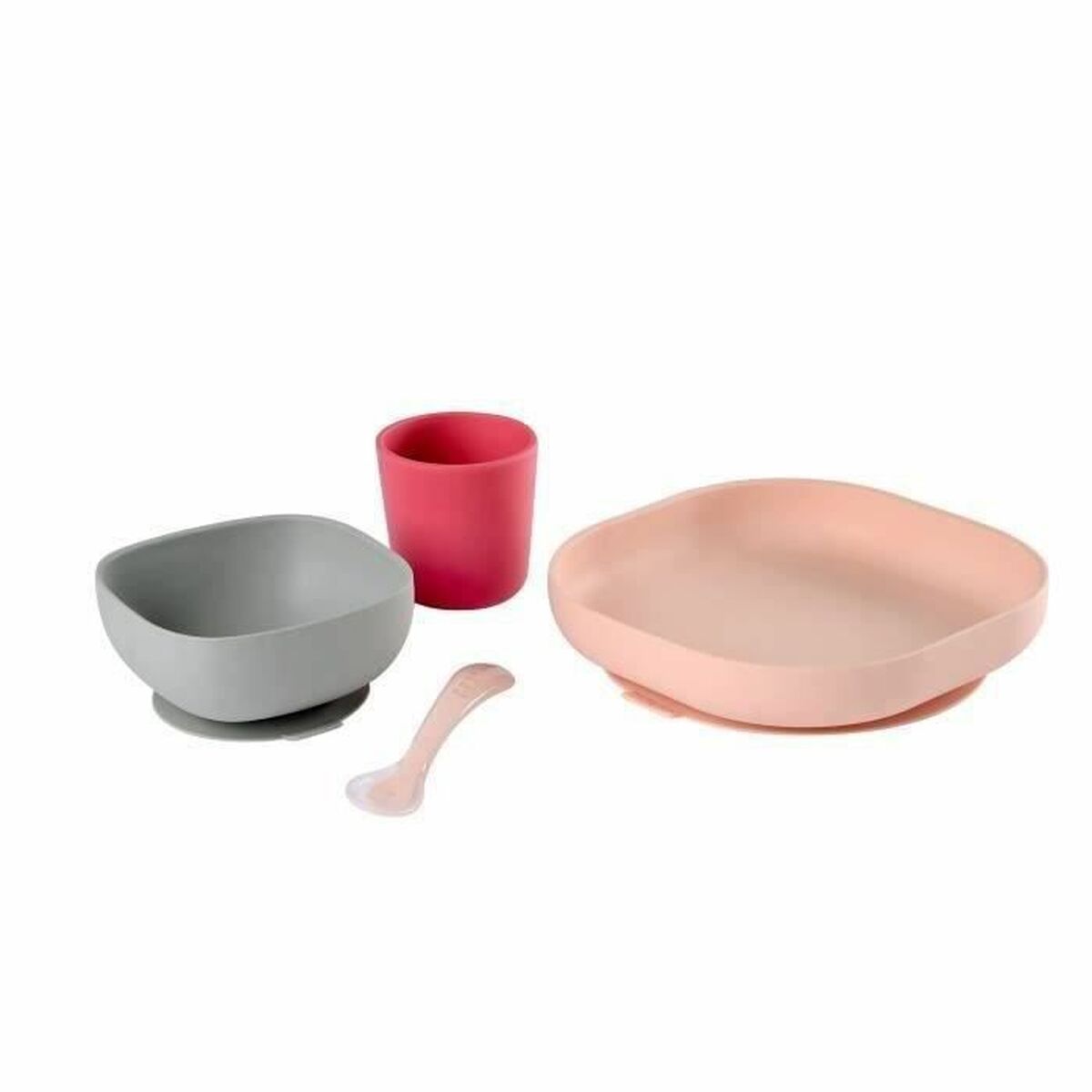 Set de Vajilla Beaba Rosa Salmon Gris